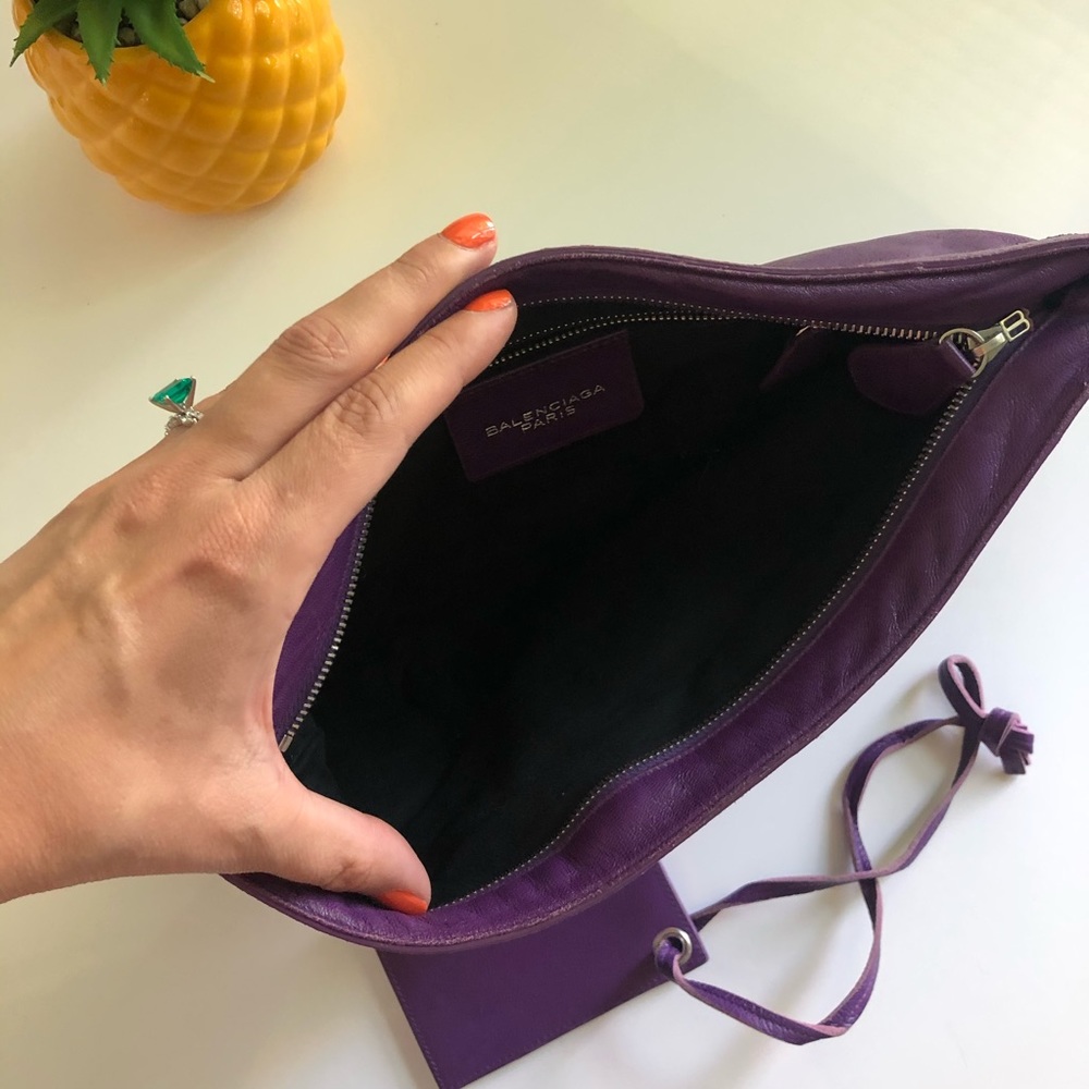 Balenciaga Purple Leather Clutch - Picture 7 of 14